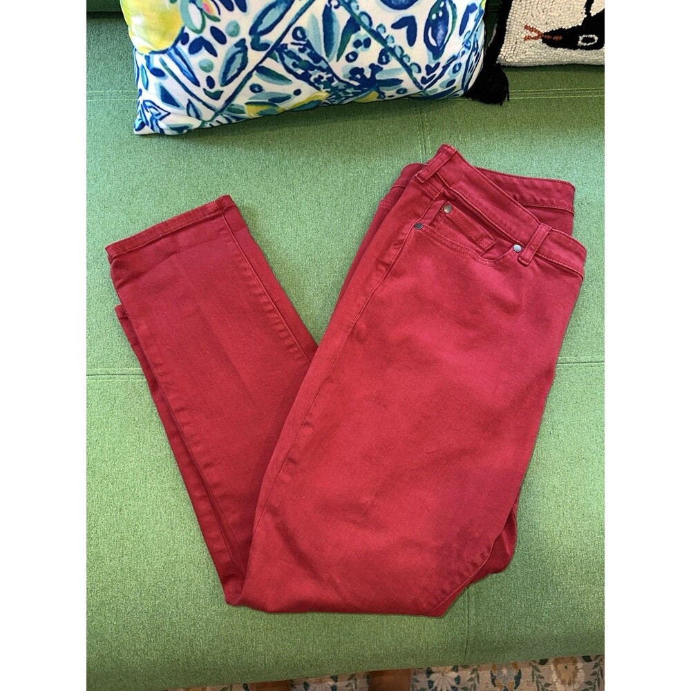 Torrid Womens Feel the Fit Boyfriend Jeans Straight Leg, sz 16R Darker Red
